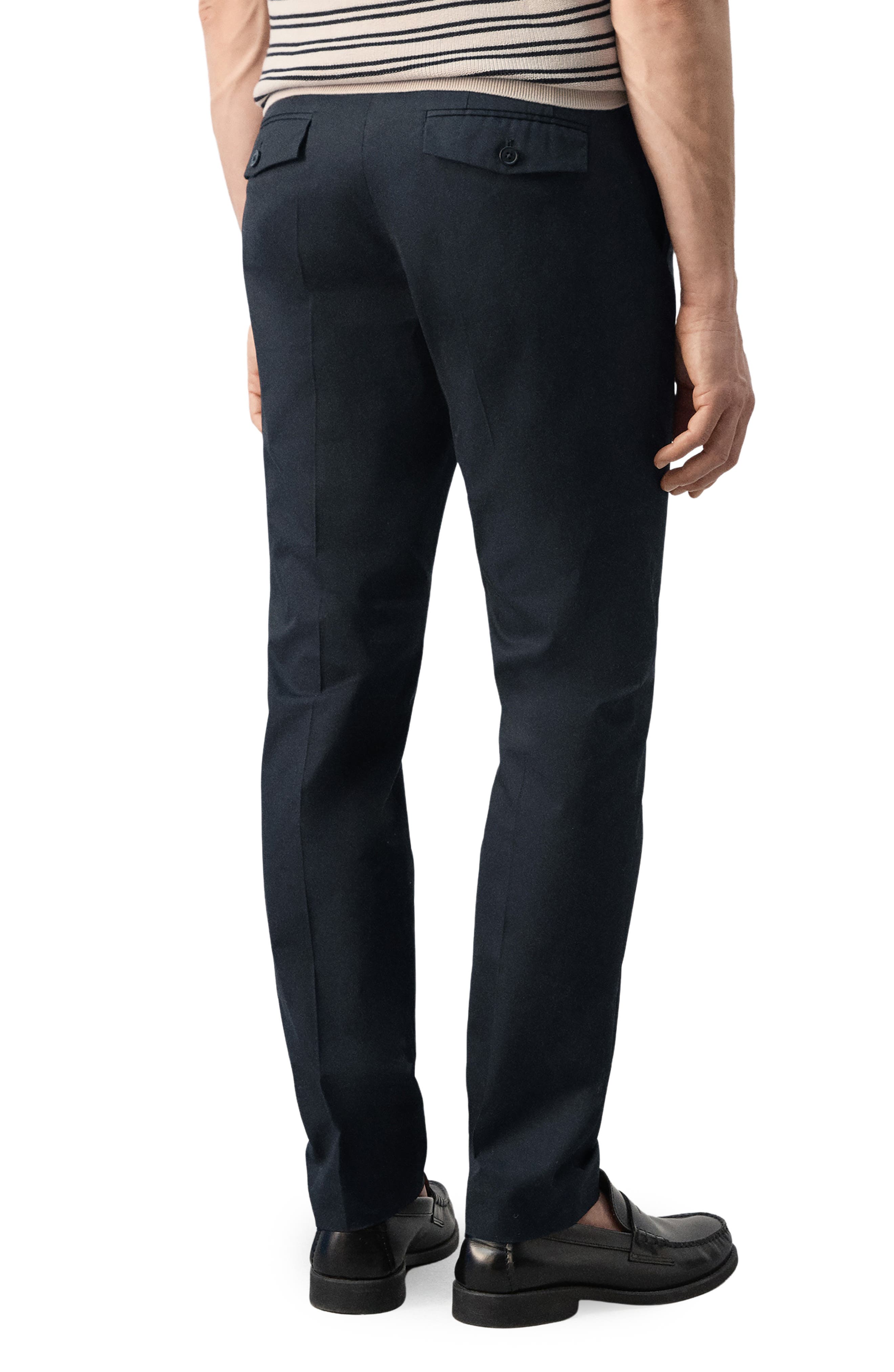 Slim Fit Flat Front Cotton Twill Pants - image 4