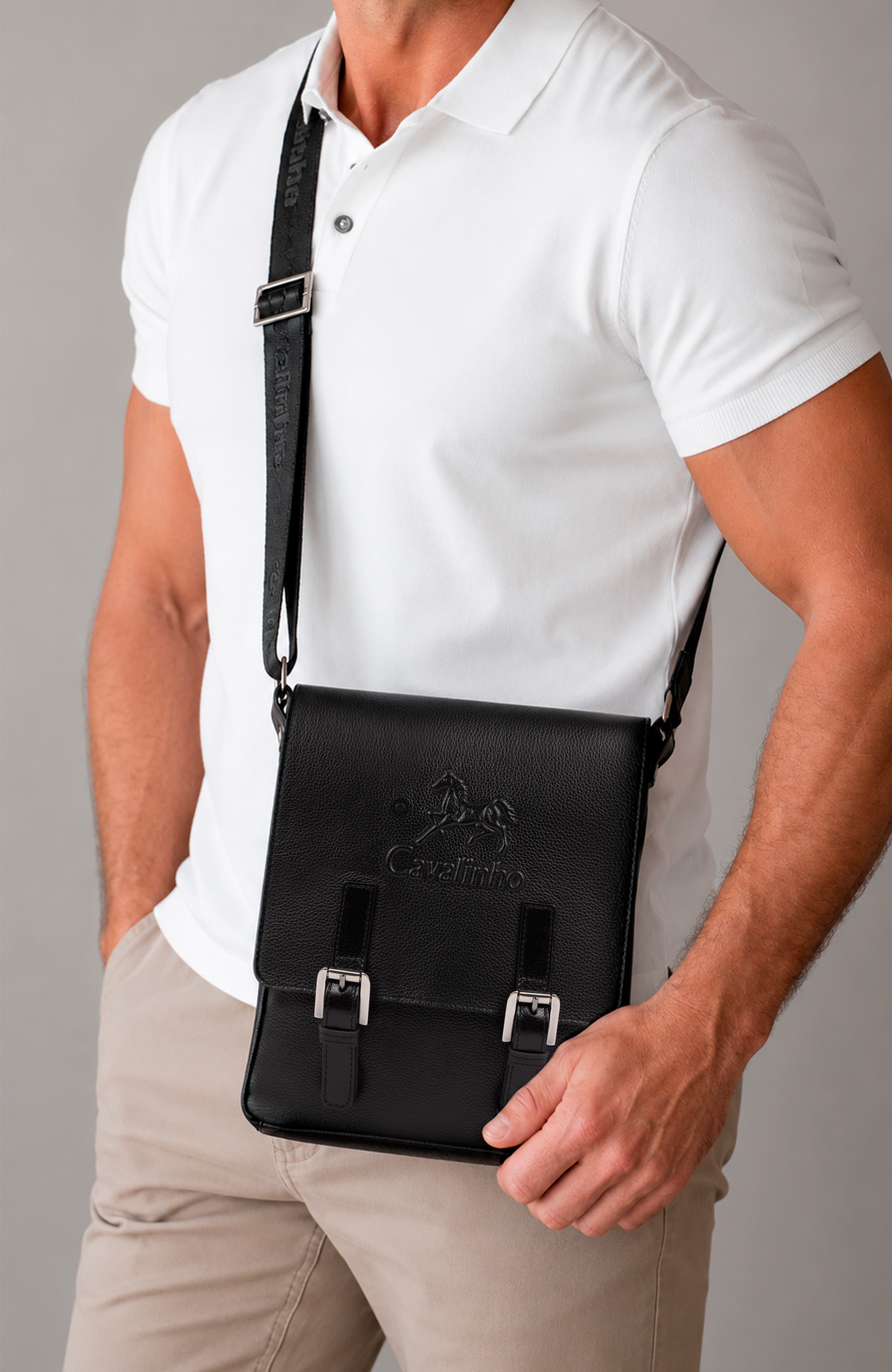 El Cavaleiro Leather Traveler Crossbody Bag 483, Alternate, color, Black
