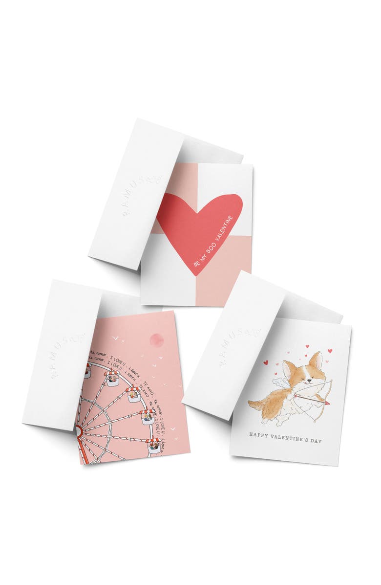 Ramus & Co Love/Valentine's Assorted Greeting Card Pack (3ct) "Boo Valentine, Love Ferris Wheel, Corgi Cupid", Main, color, Multi-Pack