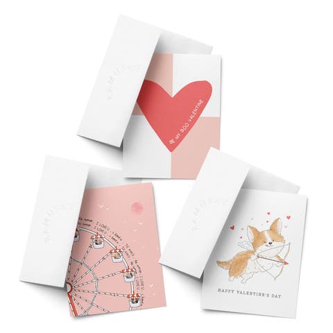 Love/Valentine's Assorted Greeting Card Pack (3ct) "Boo Valentine, Love Ferris Wheel, Corgi Cupid"