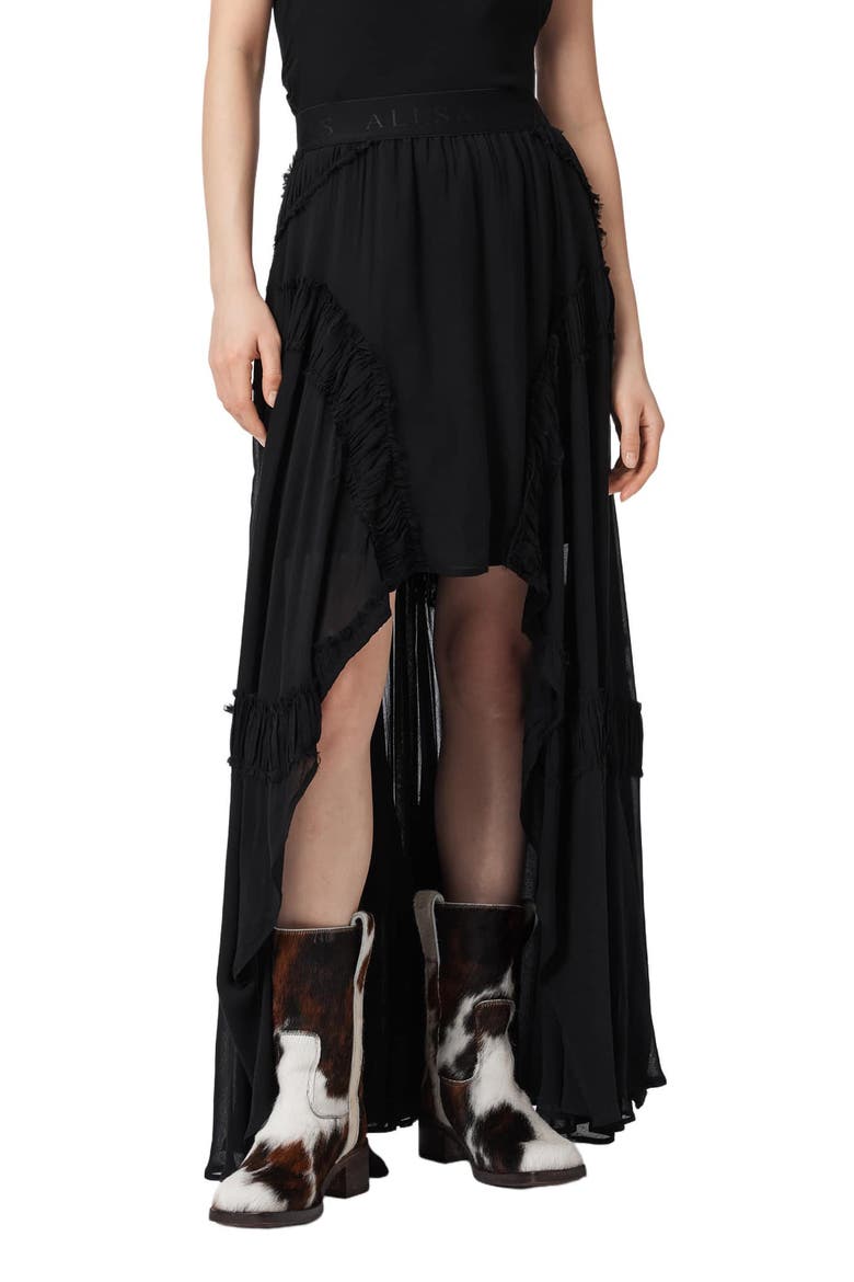 Dorina High Low Skirt, Main, color, BLACK