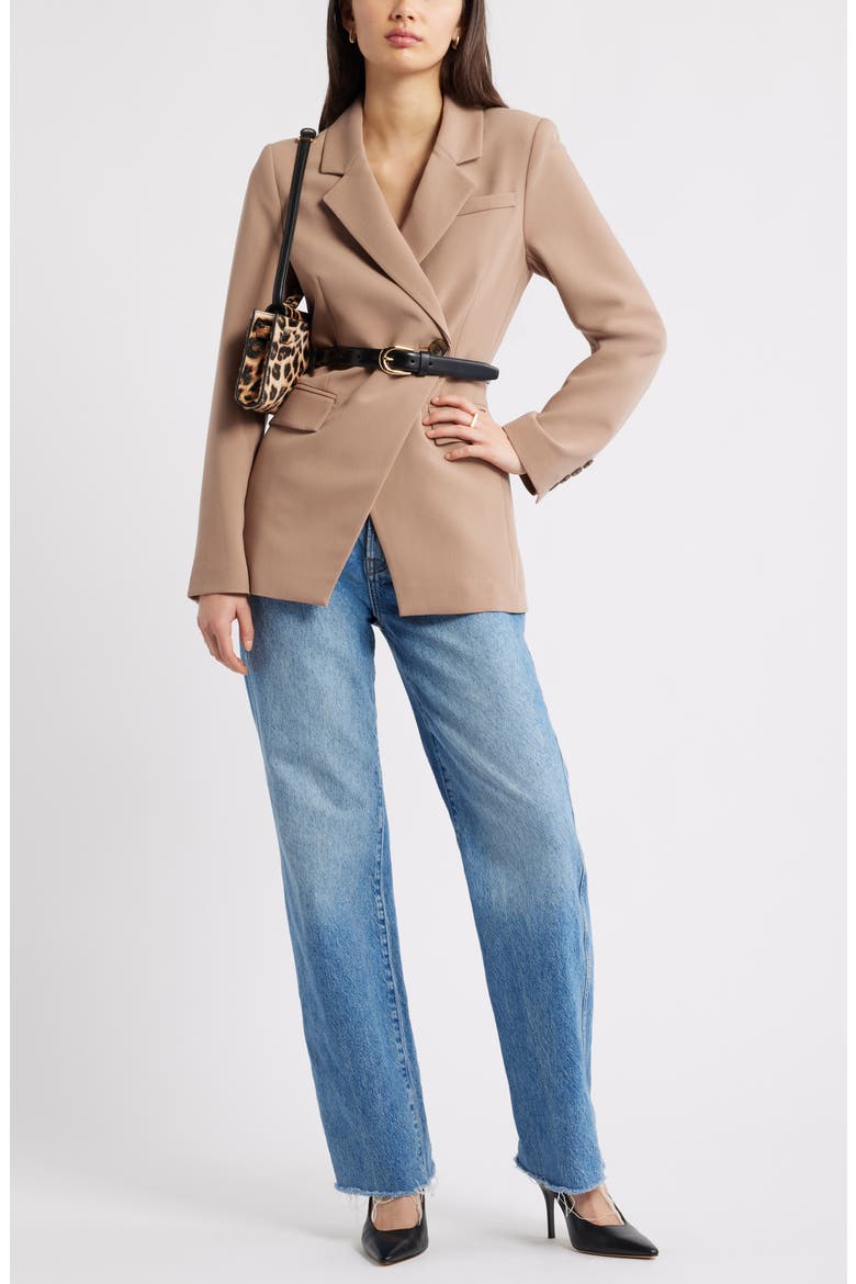 The Icon Asymmetric Fitted Blazer, Alternate, color, TAN PORTABELLA