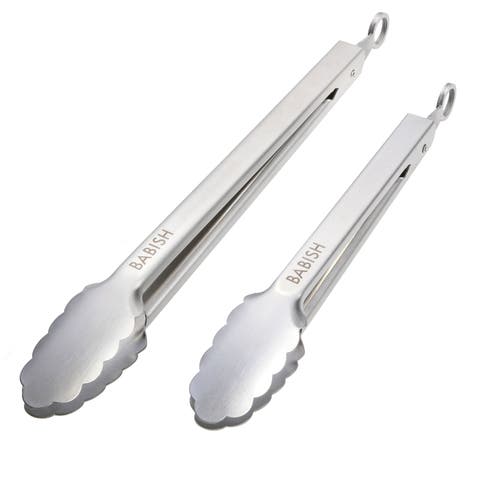 12 Inch & 9 Inch Locking Kitchen Tong Set, Stainless Steel