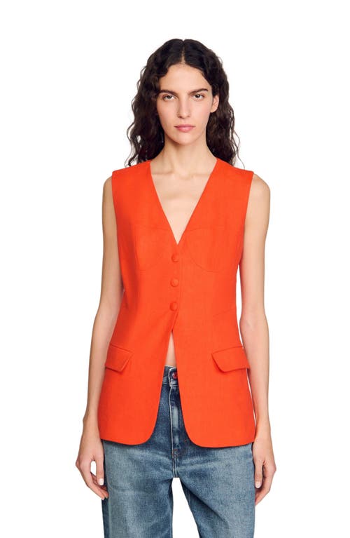 Sandro Sleeveless Jacket In Orange