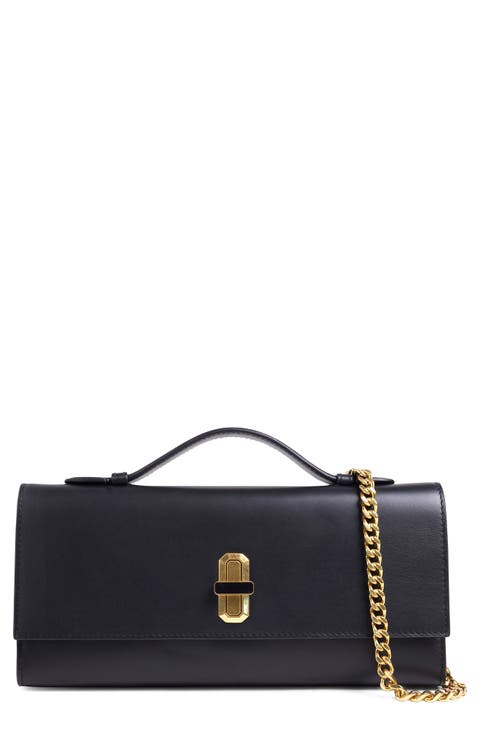Leather Top Handle Convertible Clutch