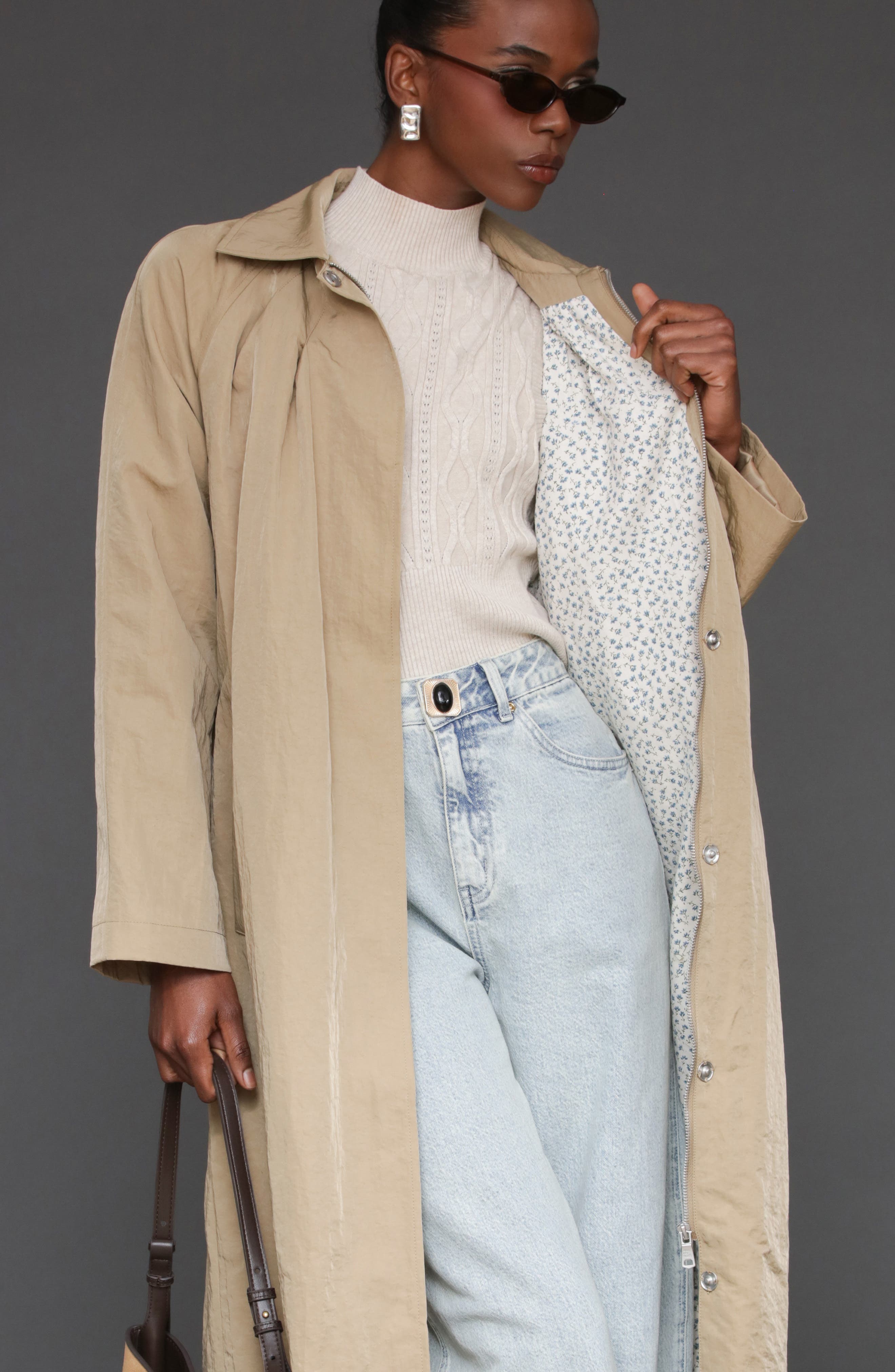 Avec Les Filles Nylon Pleated Rain Trench Coat (Women) | Nordstromrack