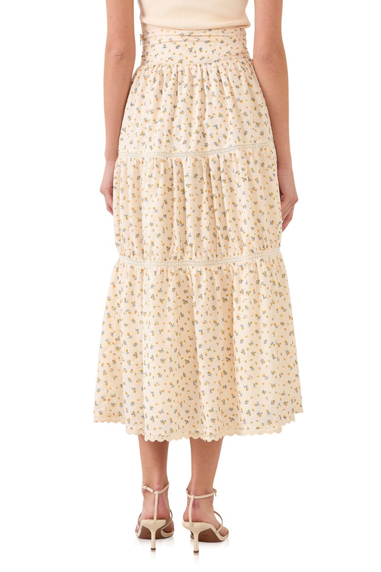 Tiered Floral Maxi Skirt, Alternate, color, YELLOW