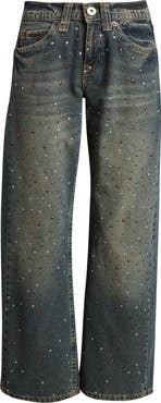 BDG Urban Outfitters Kayla Studded Low Rise Wide Leg Jeans
