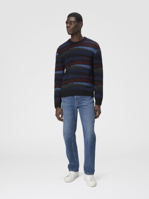 Missoni Crew Neck Sweater With Striped Inlay In Blue