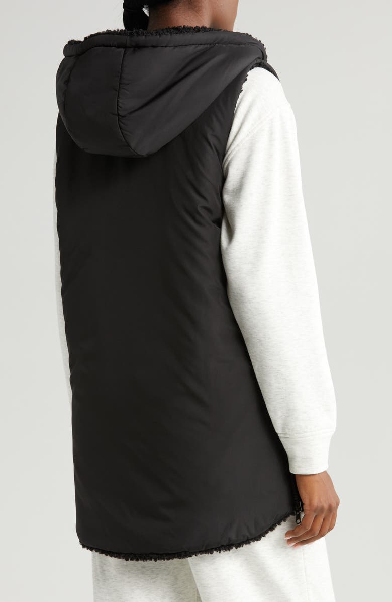 Zella Cozy Insulated Hooded Faux Shearling Reversible Vest, Alternate, color,