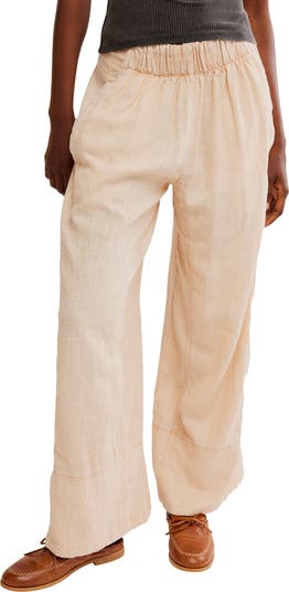 Free People Days End Pull-On Linen Blend Wide Leg Pants