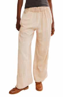 Free People Days End Pull-On Linen Blend Wide Leg Pants