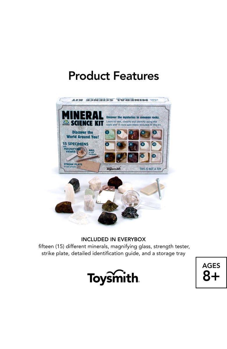 Toysmith Toy Mineral Geology Rock Specimen Science STEM Kit, Alternate, color, Multicolored
