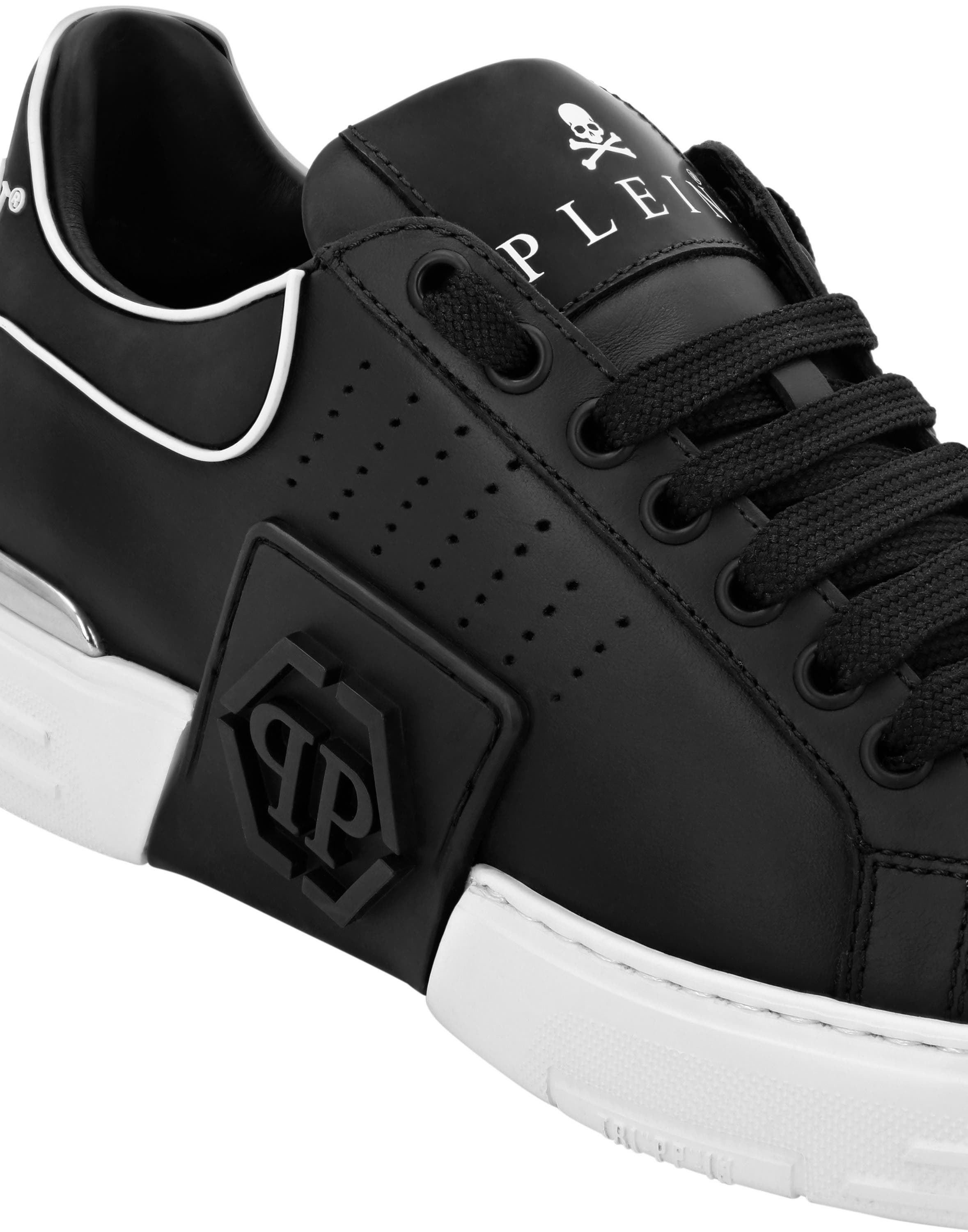 Nappa Leather Sneakers Low Top Hexagon Unisex, Alternate, color, black