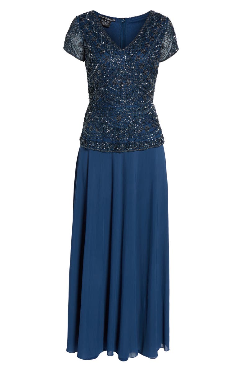 Pisarro Nights Beaded V-Neck Mock Two-Piece Gown, Alternate, color,