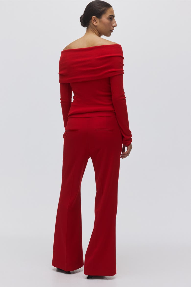 Flared Tailored Trousers, Alternate, color, Red