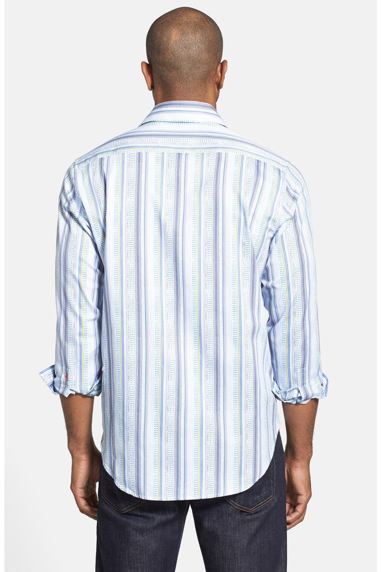 'Benito' Classic Fit Stripe Italian Cotton Sport Shirt, Alternate, color, BLUE