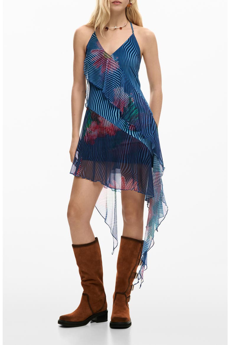 Asymmetric Halter Dress, Main, color, BLUE