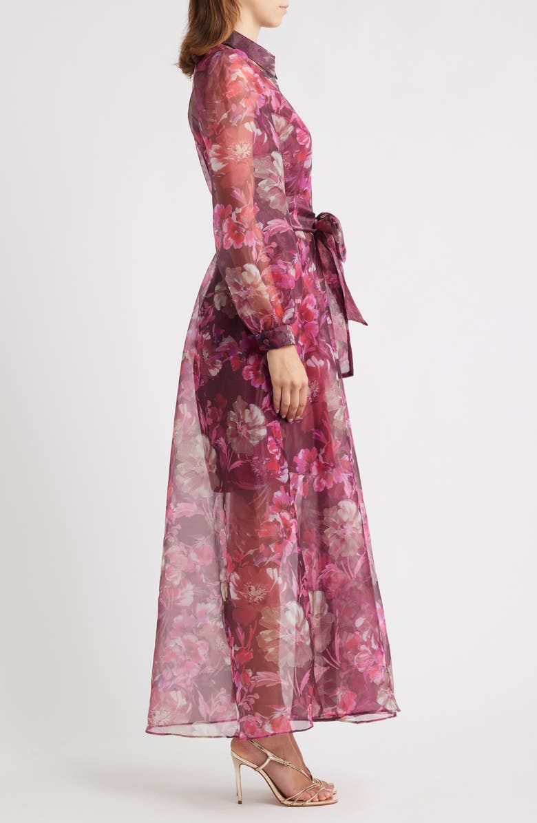 Julia Jordan Long Sleeve Organza Shirtdress, Alternate, color, Burgundy Pink