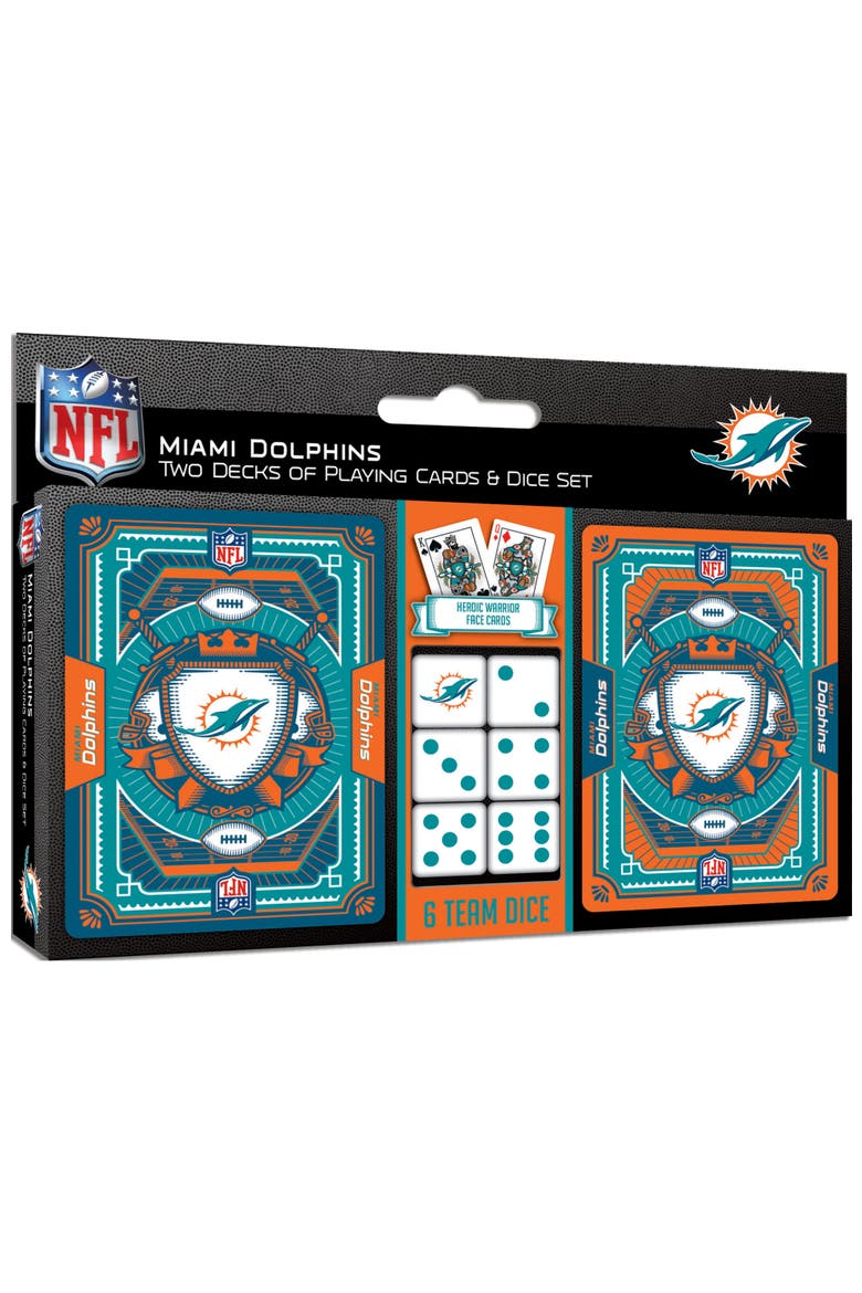 Miami Dolphins Playing Cards & Dice, Main, color, Multicolor