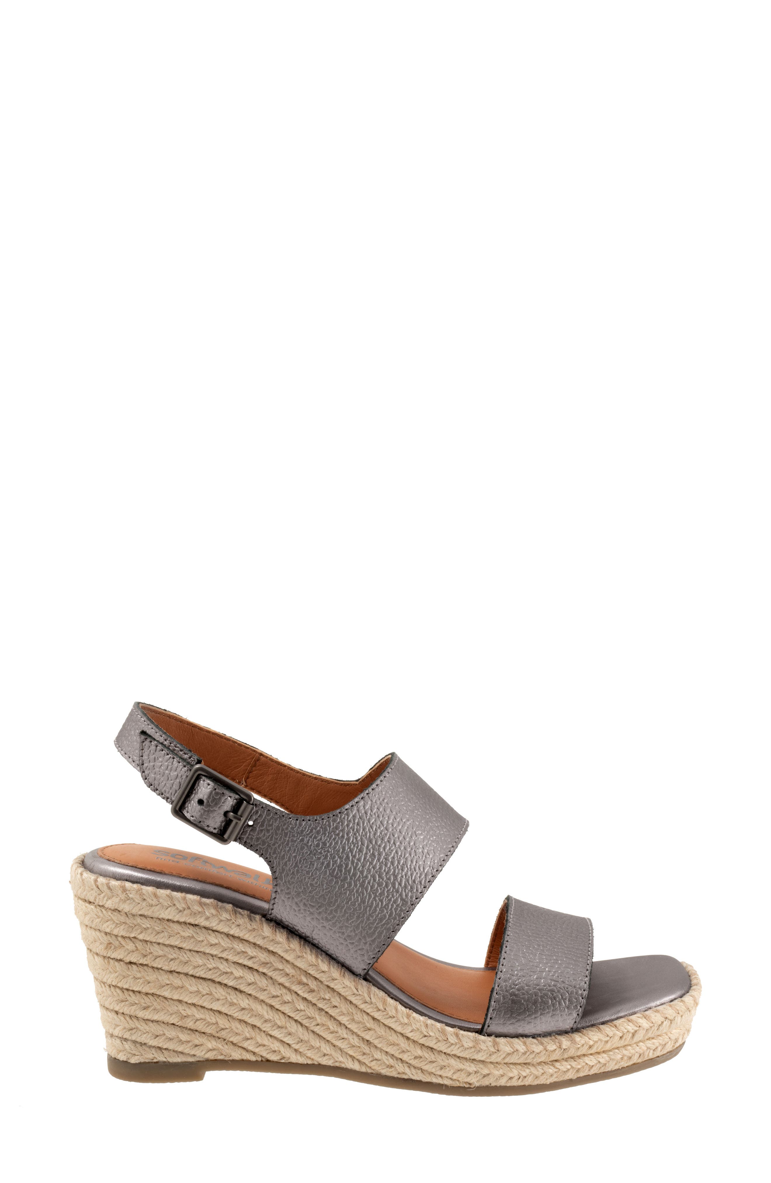 SoftWalk<sup>®</sup> Hartley Espadrille Wedge Sandal, Alternate, color, Pewter Metal