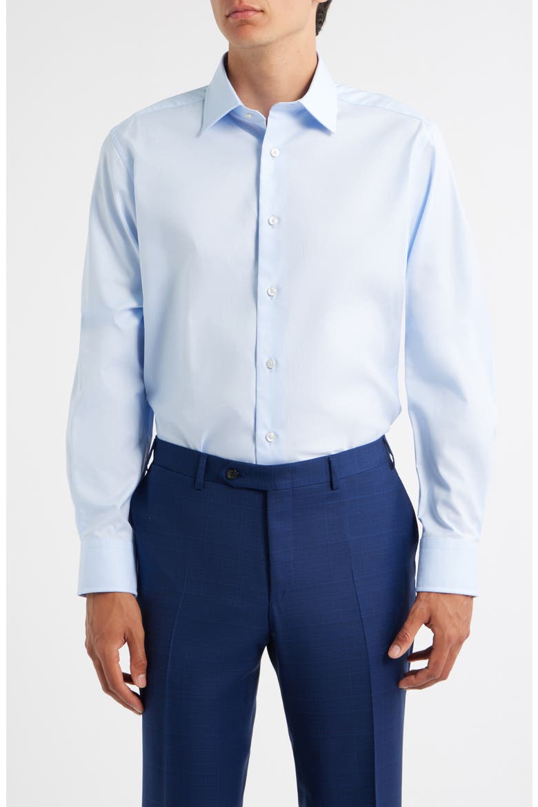 Trim Fit Super Fine Twill Dress Shirt, Main, color, SKY