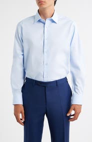 David Donahue Trim Fit Super Fine Twill Dress Shirt