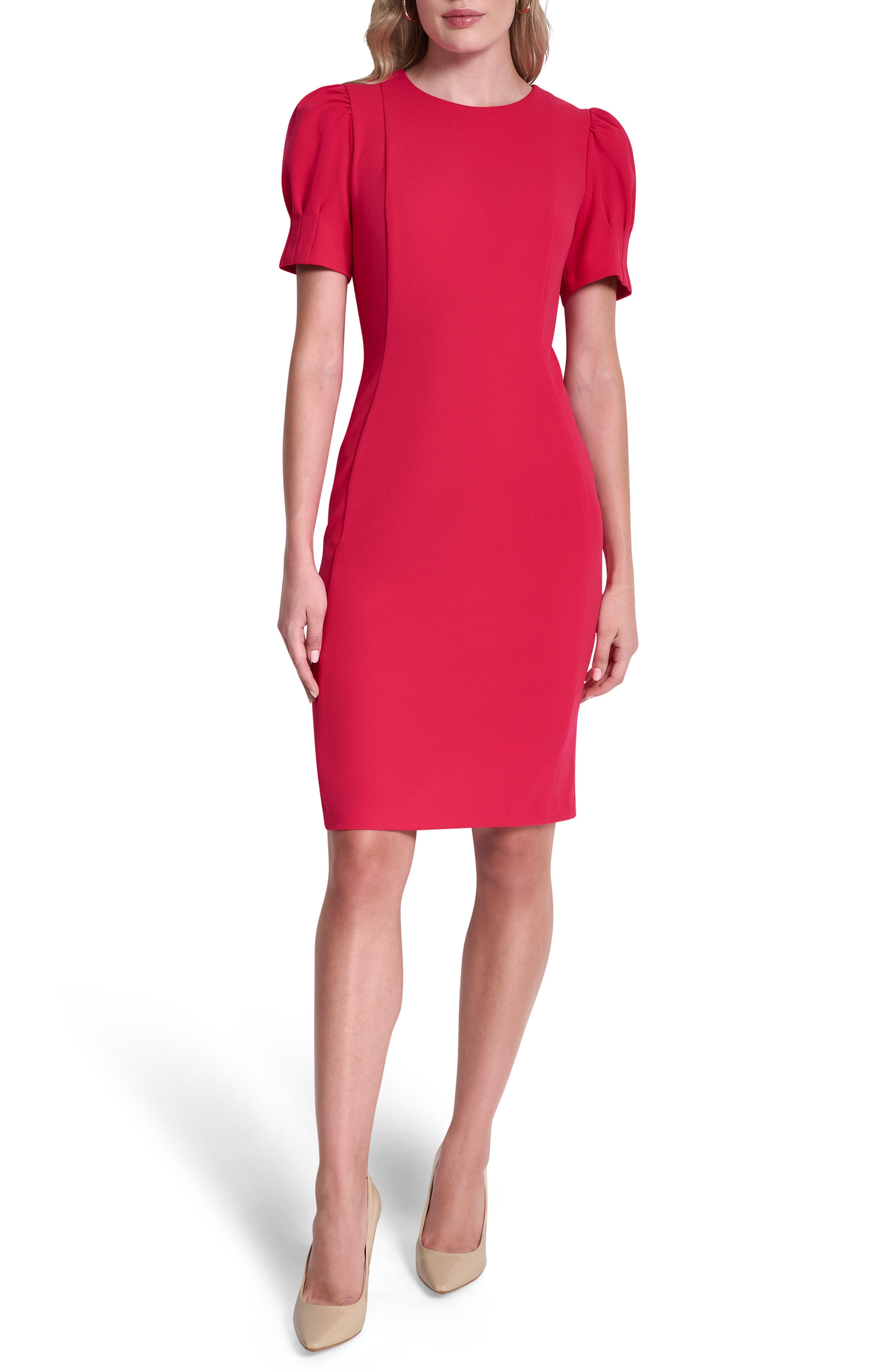DKNY Puff Sleeve Sheath Dress