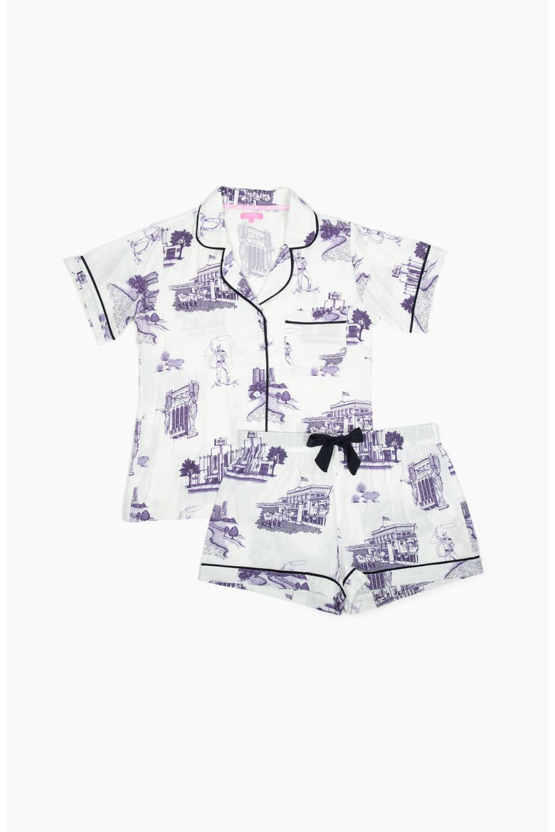 Fort Worth Toile Shorts Set, Alternate, color, Purple