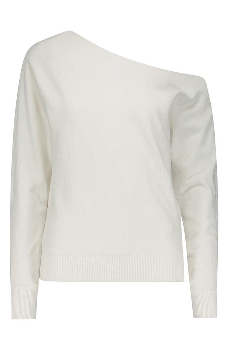 MINNIE ROSE One-Shoulder Cotton & Cashmere Sweater, Alternate, color, White