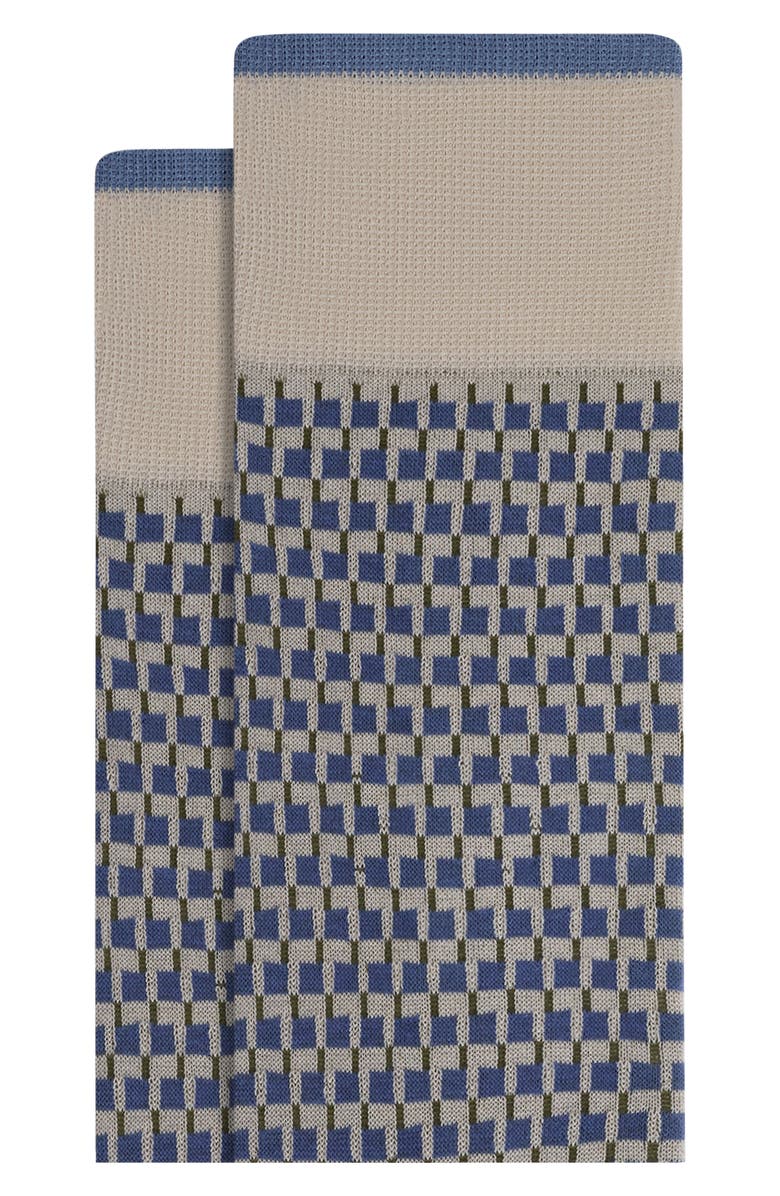 Bugatchi Check Mercerized Cotton Blend Dress Socks, Alternate, color, Sand
