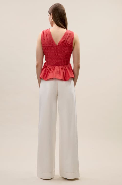 Rebecca Taylor Merrick Silk Cotton Top In Scarlet In Pink