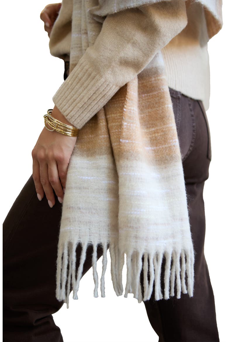 Stripe Oversize Scarf, Alternate, color, NATURAL