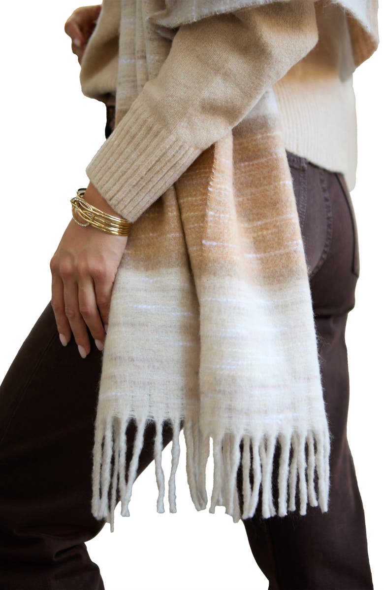 SAACHI Stripe Oversize Scarf, Alternate, color, Natural