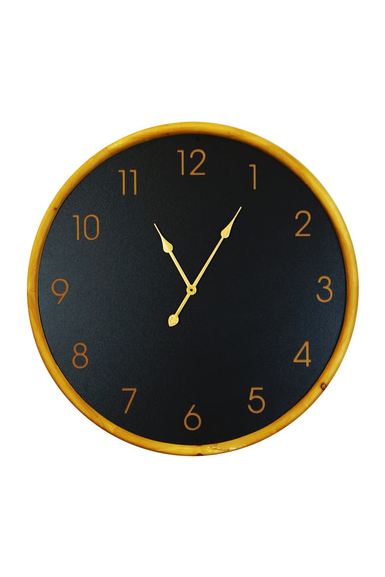 Wood 31.5 in. Modern Wall Clock, Main, color, Black