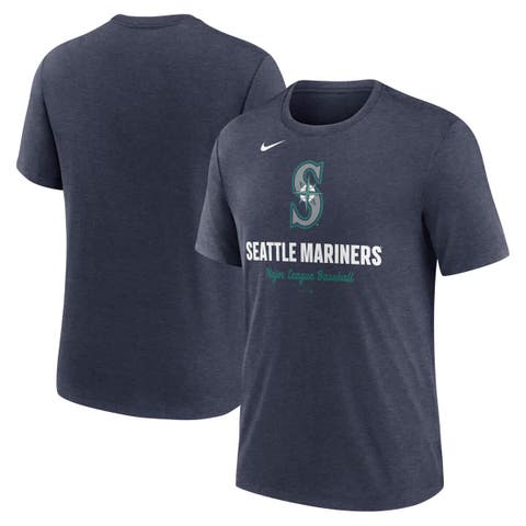 Men's Nike Heather Navy Seattle Mariners Logo Tri-Blend T-Shirt