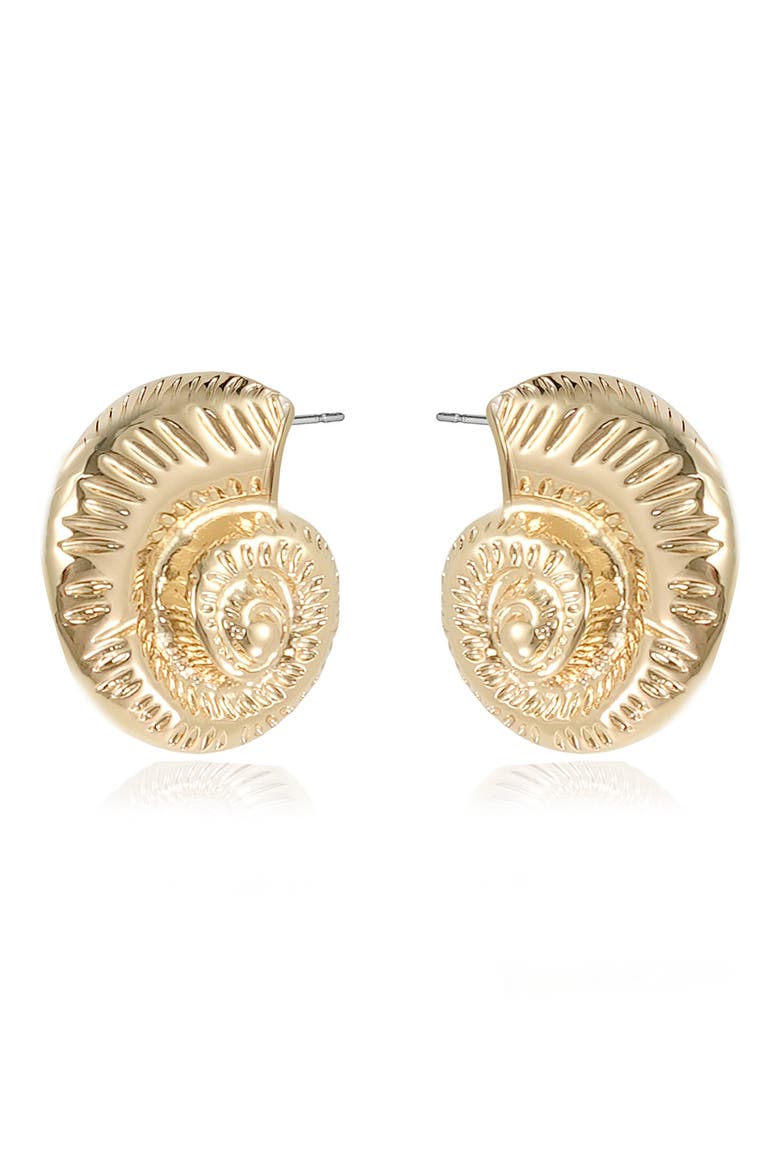 Conch Stud Earrings, Alternate, color, GOLD