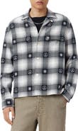 AllSaints Castor Embroidered Plaid Long Sleeve Camp Shirt