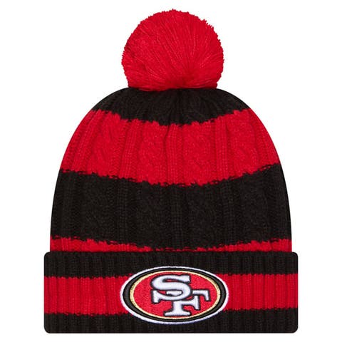 Women's New Era Scarlet San Francisco 49ers Braided Cuffed Knit Hat with Pom