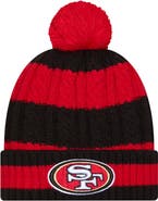 New Era Women's New Era Scarlet San Francisco 49ers Braided Cuffed Knit Hat with Pom
