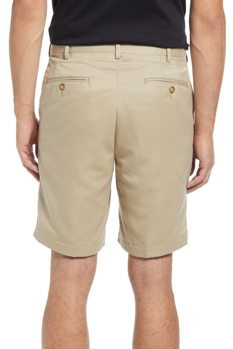 Microfiber Self Sizer Flat Front Shorts, Alternate, color, TAN