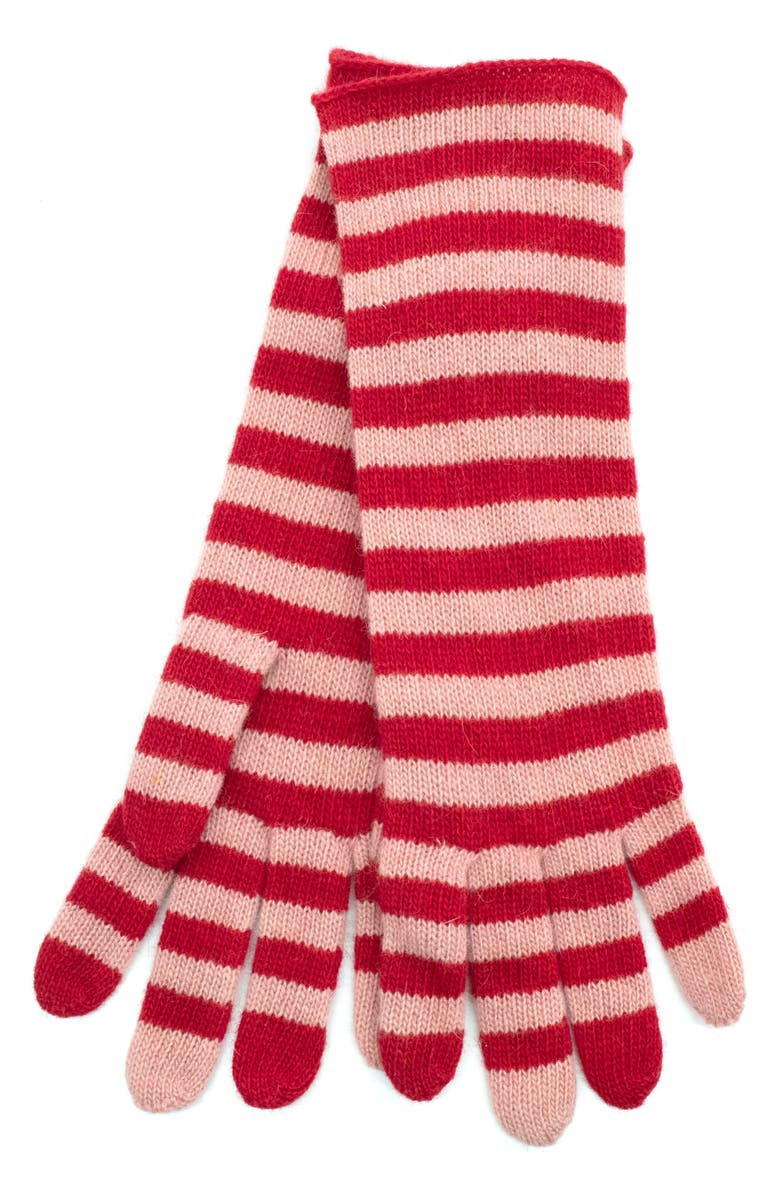 Portolano Stripe Gloves, Main, color, Red/ Mauve