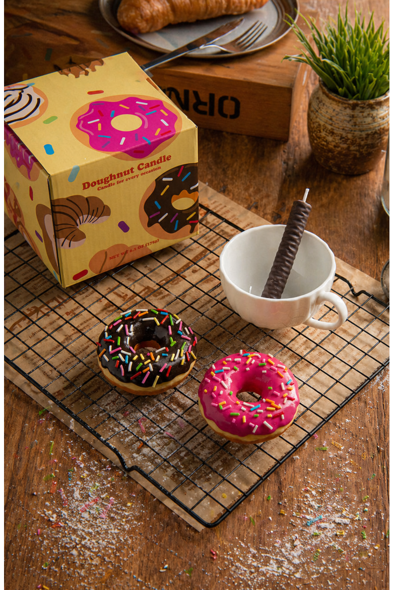 Doughnut Candle Set in Teacup, Alternate, color, None