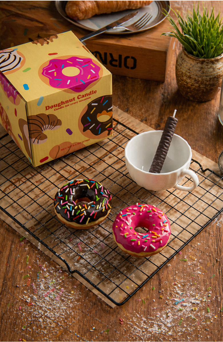 Southlake gifts Doughnut Candle Set in Teacup, Alternate, color, NO COLOR