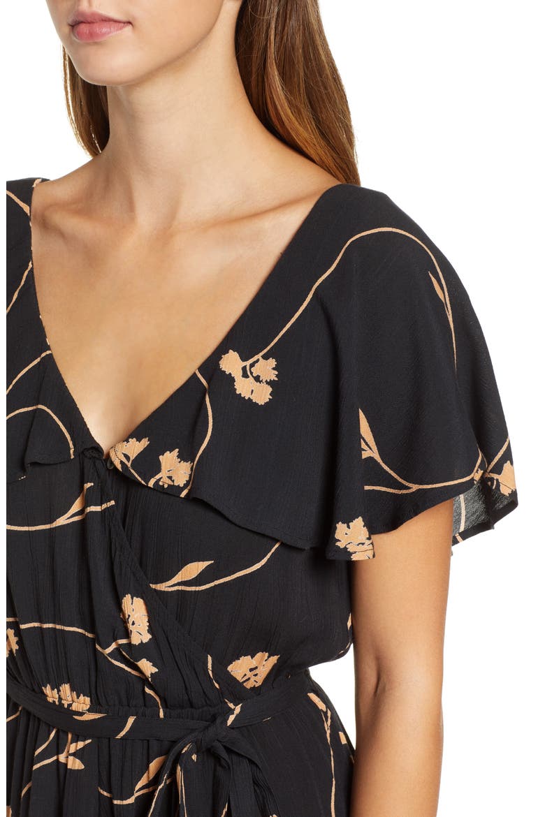 On The Run Drape Shoulder Romper, Alternate, color, BLACK