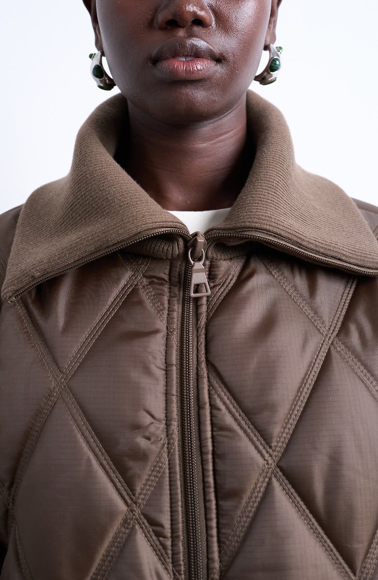 Topshop Quilted Liner Jacket, Alternate, color, Brown