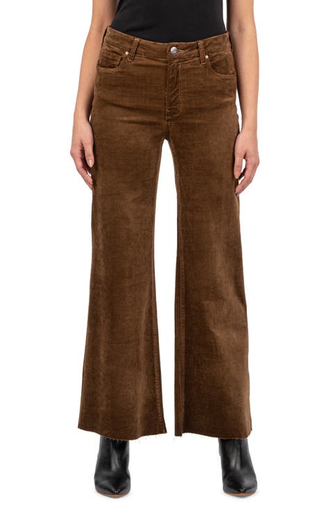 Meg High Waist Raw Hem Ankle Wide Leg Jeans