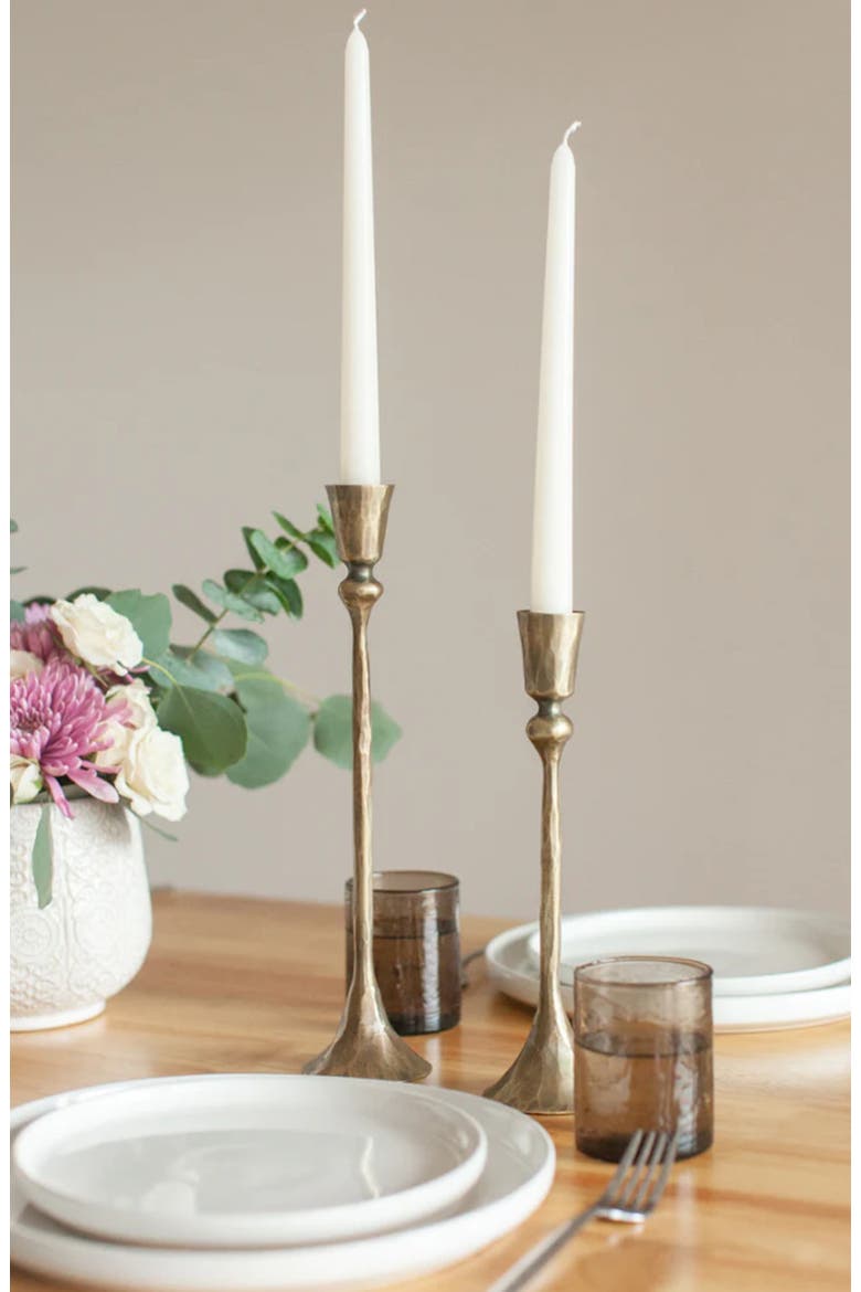 Gemini Hand-Forged Iron Candle Stands - Set of 2, Alternate, color, Brass