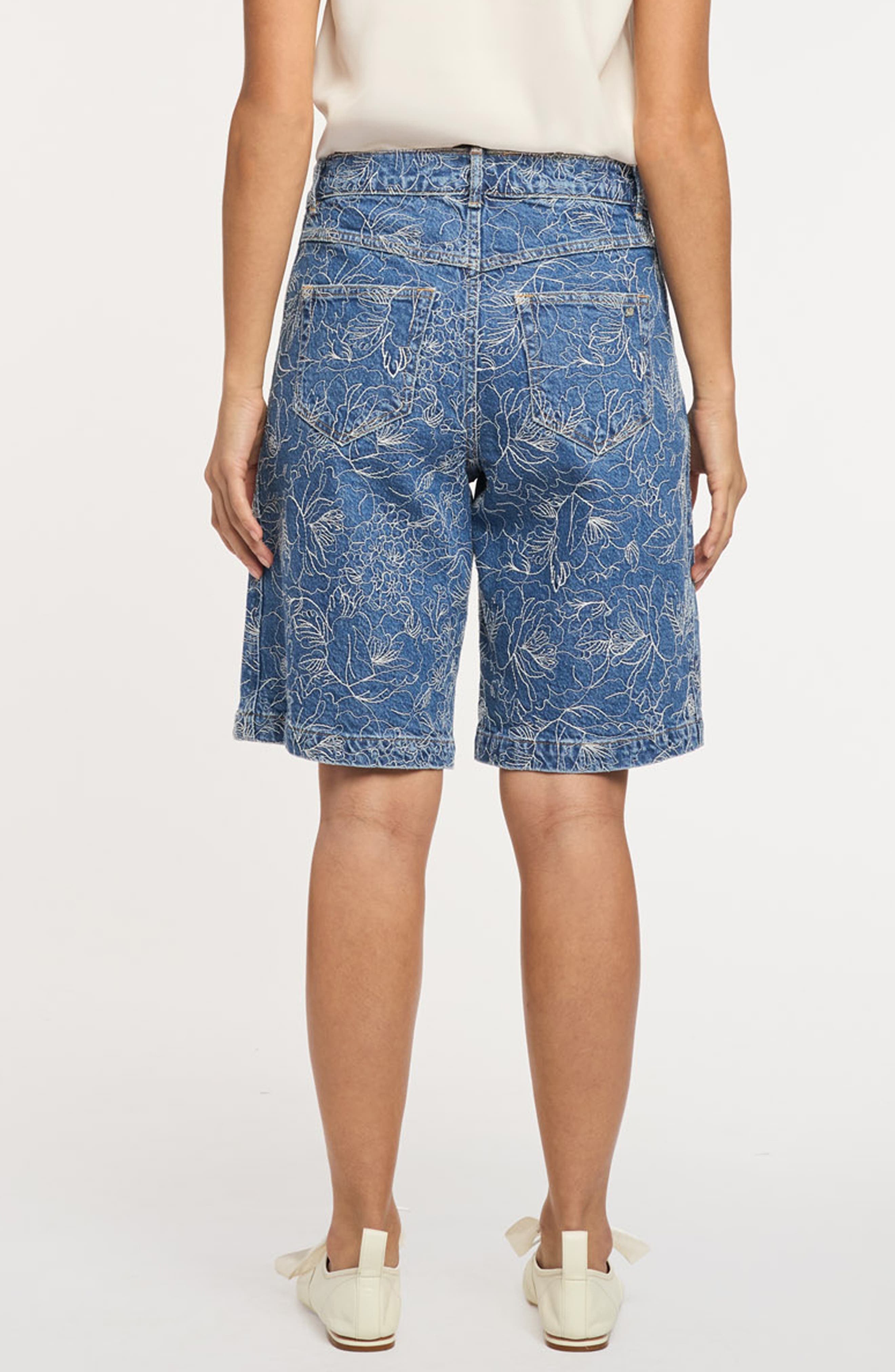 Betsy Garden Doodle Embroidered Bermuda Shorts - image 2