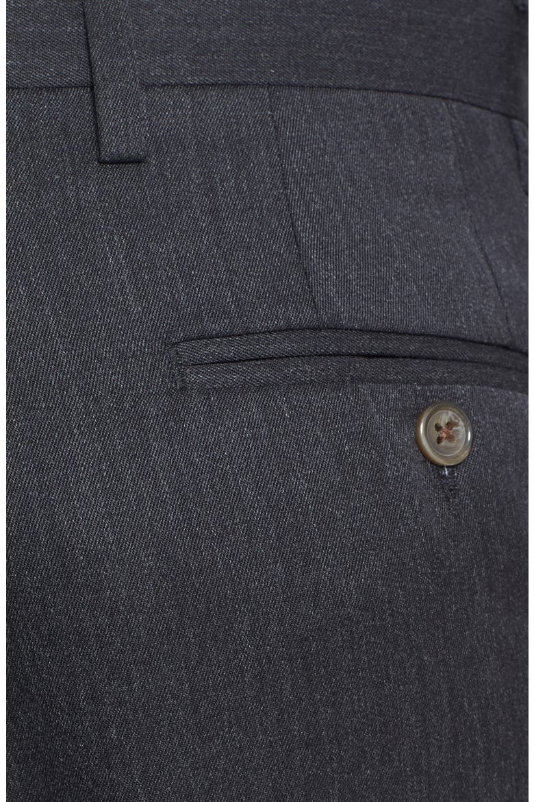 Pleated Worsted Wool Gabardine Pants, Alternate, color, CHARCOAL